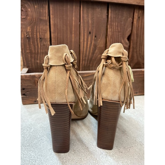 Cynthia Vincent Nailed Fringe Open Toed Booties - SZ 9.5 - New W/O Box - Picture 10 of 14